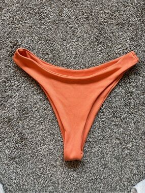 SHEIN Ribbed High-Cut Bikini Bottom in Orange